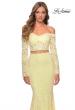 Picture of: Lace Sleeve Lace and Sequin Two Piece Prom Dress in Yellow, Style: 28666, Detail Picture 8