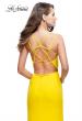 Picture of: Form Fitting Jersey Prom Dress with Side Leg Slit in Yellow, Style: 25725, Back Picture