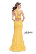 Picture of: Strapless Beaded Lace Mermaid Dress with T Back in Yellow, Style: 26261, Back Picture