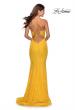 Picture of: Floor Length Lace Prom Dress with Sheer Bodice in Yellow, Style: 28591, Back Picture