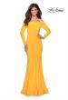 Picture of: Off the Shoulder Long Sleeve Jersey Prom Dress in Yellow, Style: 28754, Back Picture