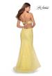 Picture of: Mermaid Tulle Gown with Floral Lace and Rhinestones in Yellow, Style: 28768, Back Picture