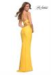 Picture of: Long Jersey Gown with Front and Side Cut Outs in Yellow, Style: 30640, Back Picture