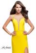 Picture of: Form Fitting Jersey Prom Dress with Side Leg Slit in Yellow, Style: 25725, Detail Picture 1
