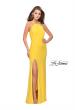 Picture of: Long Jersey Prom Dress with Strappy Open Back in Yellow, Style: 25736, Detail Picture 1