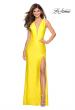 Picture of: Form Fitting Long Jersey Dress with Plunging Neckline in Yellow, Style: 27602, Detail Picture 1