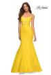 Picture of: Bright Mermaid Lace Gown with Sheer Bodice and Open Back in Yellow, Style: 30612, Detail Picture 1