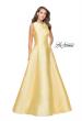 Picture of: Long Mikado Ball Gown with Boat Neck and Criss Cross Back in Yellow, Style: 25425, Detail Picture 2