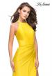 Picture of: High Neck Long Form Fitting Gown with Ruching in Yellow, Style: 26141, Detail Picture 2