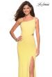 Picture of: Asymmetrical Jersey Prom Dress with Cut Outs in Yellow, Style: 27126, Detail Picture 2