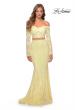 Picture of: Lace Sleeve Lace and Sequin Two Piece Prom Dress in Yellow, Style: 28666, Detail Picture 3