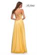 Picture of: Bright Satin Gown with Criss-Cross Ruched Top in Yellow, Style: 30662, Detail Picture 3