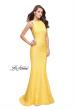 Picture of: Lace Mermaid Dress with Sheer Sides and Low Back in Yellow, Style: 24903, Detail Picture 4