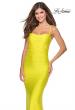 Picture of: Long Ruched Jersey Prom Dress with Thin Straps in Yellow, Style: 28398, Detail Picture 4