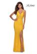 Picture of: Floor Length Lace Prom Dress with Sheer Bodice in Yellow, Style: 28591, Detail Picture 4