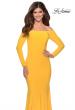 Picture of: Off the Shoulder Long Sleeve Jersey Prom Dress in Yellow, Style: 28754, Detail Picture 4