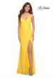 Picture of: Vibrant Wrap Style Sequin Dress with Slit in Yellow, Style: 30620, Detail Picture 4