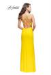 Picture of: Form Fitting Jersey Prom Dress with Side Leg Slit in Yellow, Style: 25725, Detail Picture 5