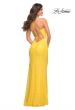 Picture of: Vibrant Wrap Style Sequin Dress with Slit in Yellow, Style: 30620, Detail Picture 5