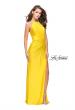 Picture of: High Neck Long Form Fitting Gown with Ruching in Yellow, Style: 26141, Detail Picture 6