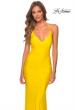Picture of: Empire Waist Dress with Ruching and Lace Up Back in Yellow, Style: 28593, Detail Picture 6