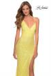 Picture of: Stretch Lace Dress with Lace Up Back and Rhinestones in Yellow, Style: 28632, Detail Picture 6