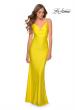 Picture of: Form Fitting Jersey Dress with Ruching and Strappy Back in Yellow, Style: 27501, Detail Picture 7