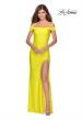 Picture of: Off the Shoulder Prom Dress with Tie Back and Slit in Yellow, Style: 28506, Detail Picture 7