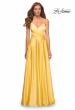 Picture of: Bright Satin Gown with Criss-Cross Ruched Top in Yellow, Style: 30662, Detail Picture 7