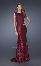 Picture of: Long Sequin Prom Dress with Cap Sleeves in Red, Style: 19389, Main Picture