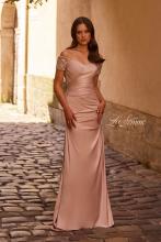Picture of: Satin Off the Shoulder Dress with Beaded Sleeves, Style: 25996, Main Picture