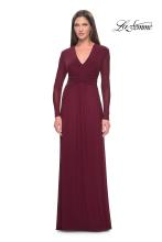 Picture of: Long Sleeve Jersey Evening Dress with Ruching Detail in Navy, Style: 30048, Main Picture