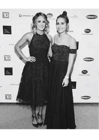 Carly Rose Sonenclar in La Femme Style 23644 with Carrie Underwood at a Charity Event in 2017