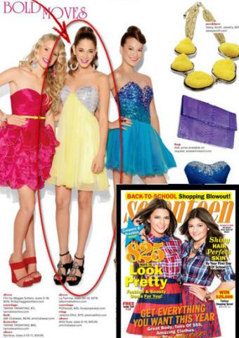 La Femme Style 17649 (middle) in the 2012 Sept Issue of Seventeen Magazine featuring Kendall and Kylie Jenner on the Cover