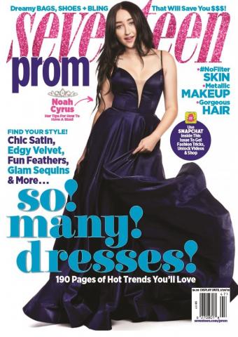Noah Cyrus in La Femme Navy Prom Dress Style 25670 on Seventeen Magazine Cover
