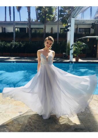 Model from Oscar Red Carpet 2018 Pre Show in La Femme Style 26278 Silver