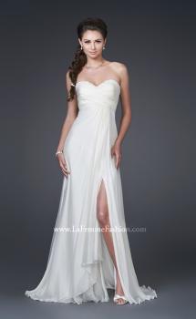 Picture of: Silk Gown with Ruched Bodice and Optional Slit in White, Style: 15100, Main Picture