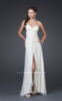 Picture of: Silk Gown with Beaded Empire Waist and Optional Slit in White, Style: 15174, Main Picture
