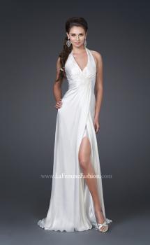 Picture of: Silk Halter Gown with Deep V Neck and Low Back in White, Style: 15271, Main Picture