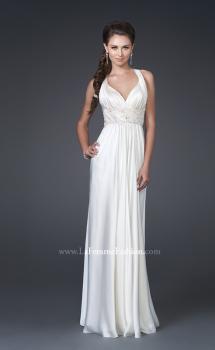Picture of: V Neckline Gown with Pleated Bust and Beading in White, Style: 15418, Main Picture