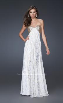 Picture of: Long Printed Strapless Prom Gown with Sequins in White, Style: 15991, Main Picture