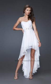 Picture of: Strapless High Low Gown with Beaded Waistline in White, Style: 16037, Main Picture