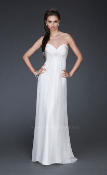 Picture of: Strapless Silk Chiffon Dress with Pleated Bodice in White, Style: 16757, Main Picture