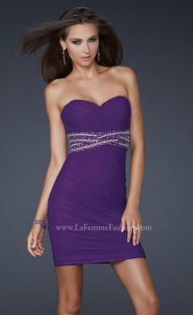 Picture of: Strapless Short Dress with Empire Waist and Beading in Purple, Style: 16956, Main Picture