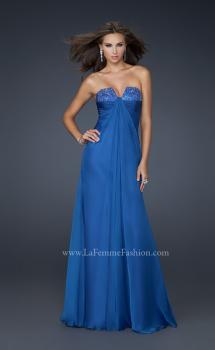Picture of: Strapless Incrusted Chiffon Prom Dress with Gathering in Blue, Style: 17037, Main Picture
