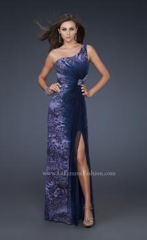Picture of: Ombre Chiffon Prom Dress with Jeweled Embellishments in Blue, Style: 17049, Main Picture