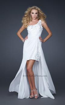 Picture of: Beaded Cocktail Dress with Chiffon Overlay and Open Back in White, Style: 17218, Main Picture