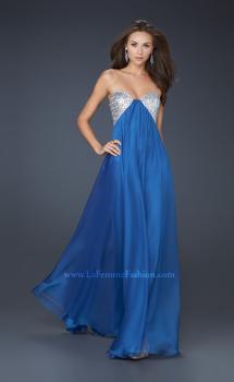 Picture of: Sequined Bust Chiffon Prom Dress with Double Strap Back in Blue, Style: 17461, Main Picture