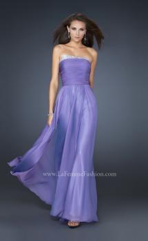 Picture of: Chiffon Dress with Pleated Front and Beaded Detail in Purple, Style: 17475, Main Picture