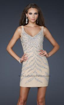 Picture of: Sexy Short Cocktail Dress with V Front and Back in Nude, Style: 17494, Main Picture